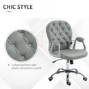 Vinsetto Office Chair PU Diamante Padded Ergonomic 360° Swivel - White/Grey/Pink