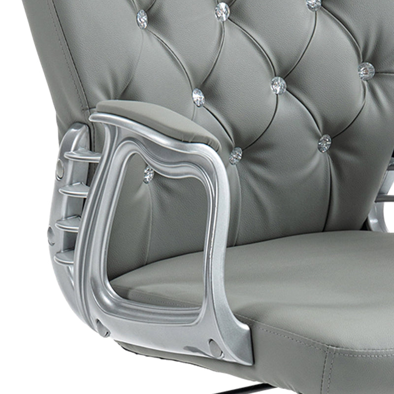 Vinsetto Office Chair PU Diamante Padded Ergonomic 360° Swivel - White/Grey/Pink