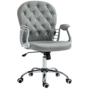 Vinsetto Office Chair PU Diamante Padded Ergonomic 360° Swivel - White/Grey/Pink