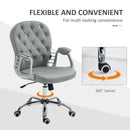 Vinsetto Office Chair PU Diamante Padded Ergonomic 360° Swivel - White/Grey/Pink