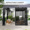 Outsunny Pergola With Retractable Roof And Netting, Dark Grey