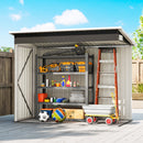 Outsunny Outdoor Storage Shed, 7.5 X 4.3ft Metal Garden Shed, Light Grey