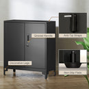 HOMCOM Lockable Metal Filing Cabinet, 2-Tier Storage Cupboard, Black