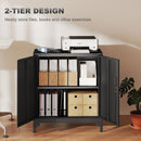 HOMCOM Lockable Metal Filing Cabinet, 2-Tier Storage Cupboard, Black