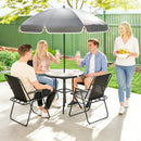 Outsunny 6 Pieces Garden Furniture Set with Parasol, Folding Chairs, Black