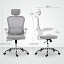HOMCOM High Back Mesh Computer Desk Chair With Lumbar Support, Grey