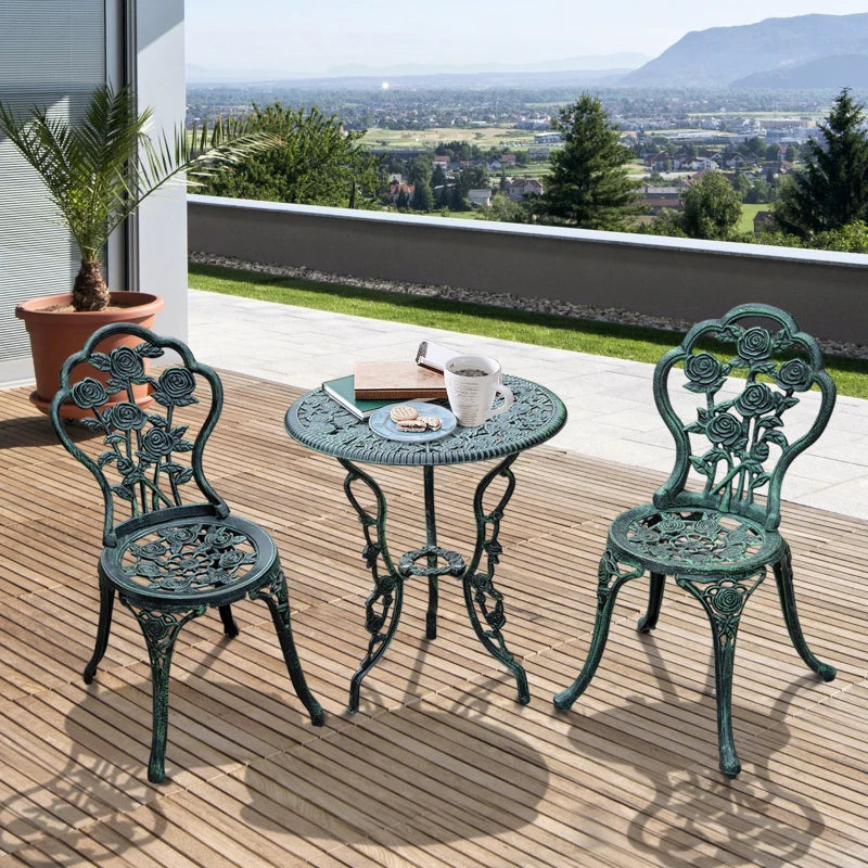 Outsunny Bistro Set Cast Aluminium - Green