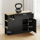 HOMCOM Sideboard, Storage Cabinet With 2 Drawers, 3 Open Shelves, Black