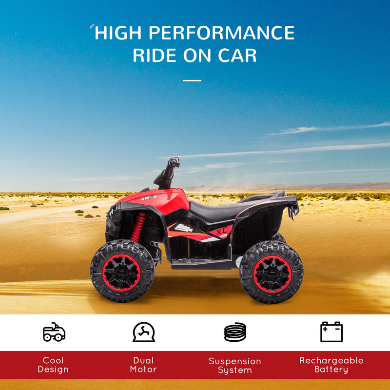 HOMCOM 12V Electric Quad Bikes for Kids Ride On Car ATV Toy for 3-5 Years Red