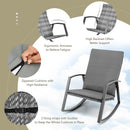 PE Rattan Rocking Chairs with Tempered Glass Side Table-Grey