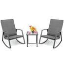 PE Rattan Rocking Chairs with Tempered Glass Side Table-Grey