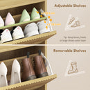 HOMCOM Narrow Shoe Cabinet, Shoe Storage Cabinet with 2 Flip Drawers, Oak