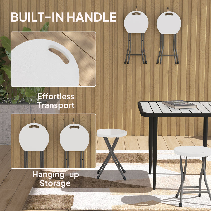 Outsunny Folding Stool Set Of 4, Decorative Garden Stool Set