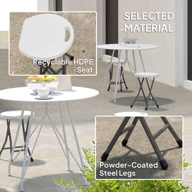 Outsunny Folding Stool Set Of 4, Decorative Garden Stool Set