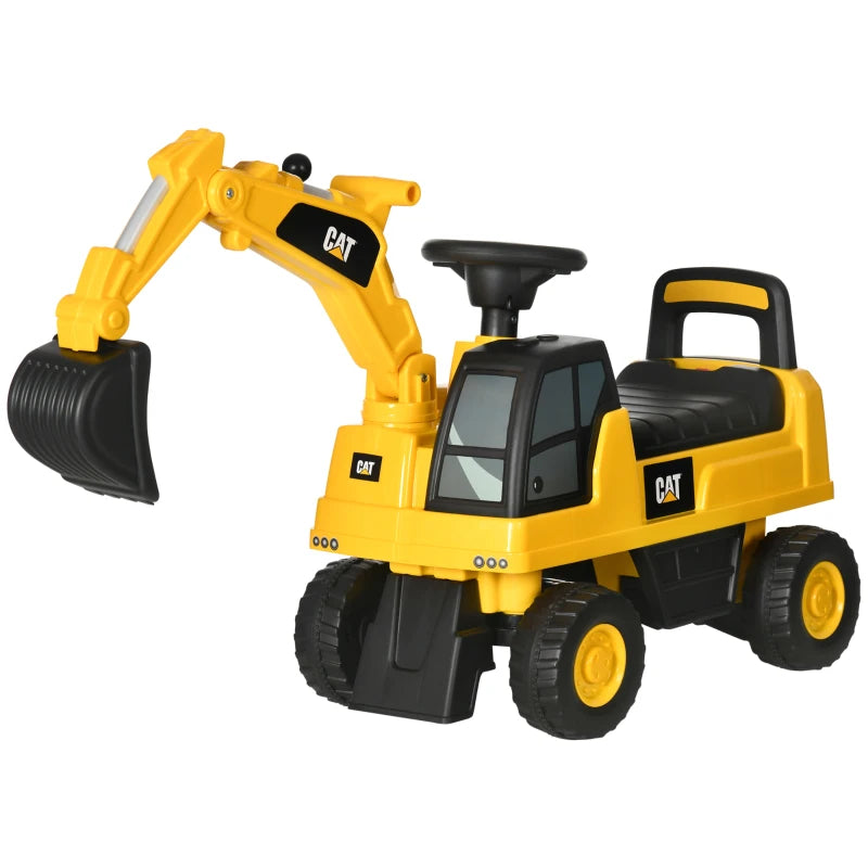 HOMCOM CAT Licensed Kids Ride on Digger-for Ages 1-3 Years