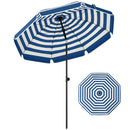 Outsunny 1.8 m Beach Umbrella Parasol with Sand Anchor, Tilt, Blue/White