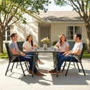 Outsunny Folding Garden Chairs Set of 4 with High Back, Armrests, Black