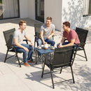 Outsunny Folding Garden Chairs Set of 4 with High Back, Armrests, Black