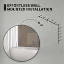 HOMCOM Round Bathroom Mirror, Modern Wall Mirror With Steel Frame, Black