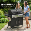 Outsunny 3 Burner Hybrid Dual Fuel BBQ Gas Grill With Side Burner, Black