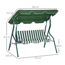 Outsunny 3-person Garden Swing Chair W/ Adjustable Canopy, Stripes