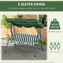 Outsunny 3-person Garden Swing Chair W/ Adjustable Canopy, Stripes