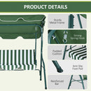 Outsunny 3-person Garden Swing Chair W/ Adjustable Canopy, Stripes