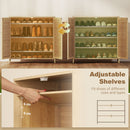 HOMCOM Bamboo Shoe Cabinet with Louvered Doors 14 Pairs Shoe Storage Cabinet