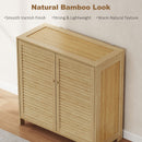 HOMCOM Bamboo Shoe Cabinet with Louvered Doors 14 Pairs Shoe Storage Cabinet