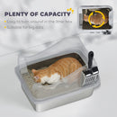 PawHut Stainless Steel Cat Litter Box with High Sides