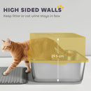 PawHut Stainless Steel Litter Box With Scoop, High Sided Cat Litter Tray