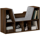 HOMCOM Cube Bookshelf Organizer With Reading Seat, Six Cubes, Chestnut