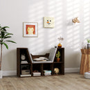 HOMCOM Cube Bookshelf Organizer With Reading Seat, Six Cubes, Chestnut