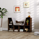 HOMCOM Cube Bookshelf Organizer With Reading Seat, Six Cubes, Chestnut