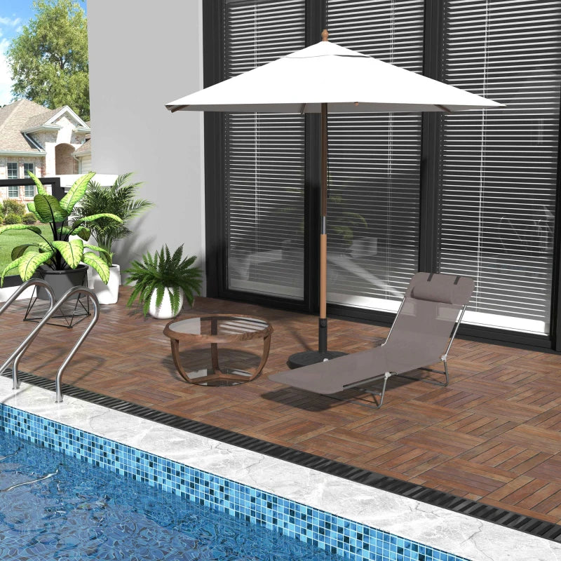 Outsunny Adjustable Sun Bed Lounger - Coffee Brown