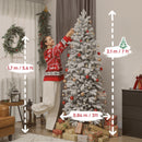 HOMCOM 7ft Pencil Christmas Tree with Snow, Realistic Tips, Easy Assembly