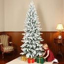 HOMCOM 7ft Pencil Christmas Tree with Snow, Realistic Tips, Easy Assembly