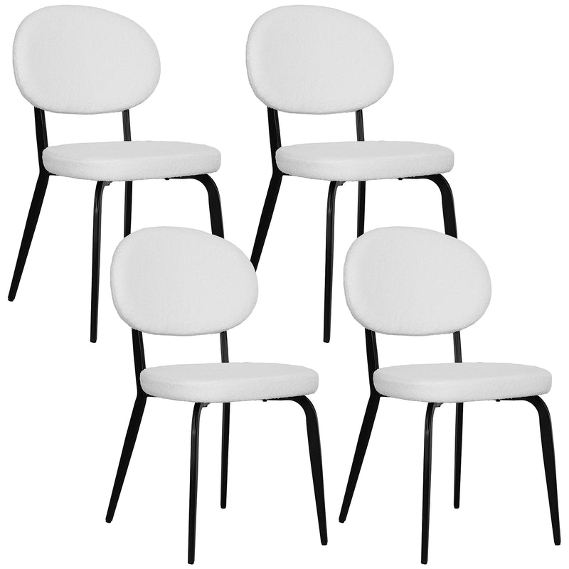 HOMCOM Set of 4 Sherpa Dining Chairs Boucle Kitchen Chairs
