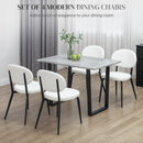 HOMCOM Set of 4 Sherpa Dining Chairs Boucle Kitchen Chairs