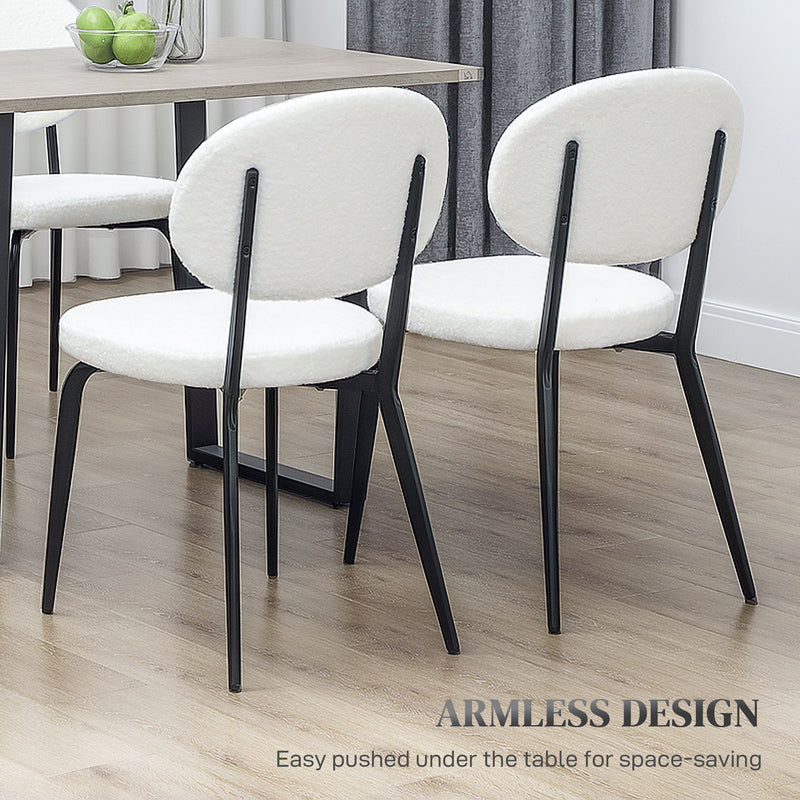 HOMCOM Set of 4 Sherpa Dining Chairs Boucle Kitchen Chairs