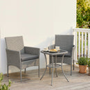 Outsunny 3 Piece Rattan Bistro Set with 2 Tier Glass-Top Table, Chairs