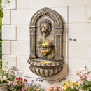 Outsunny Wall-Mounted Water Fountain, Garden Water Feature with LED Lights