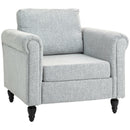 HOMCOM Vintage Armchair Fabric Accent Chair With Wood Legs Light Grey