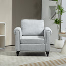 HOMCOM Vintage Armchair Fabric Accent Chair With Wood Legs Light Grey