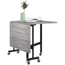 HOMCOM Mobile Drop Leaf Table, Folding Kitchen Table with 6 Wheels