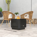 Outsunny Smokeless Fire Pit, Square Metal Bonfire Stove, Black
