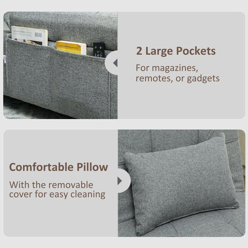 HOMCOM 4-in-1 Pull Out Sleeper Chair Bed with Pockets