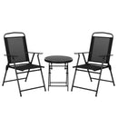 Outsunny Bistro Set Folding Chairs & Coffee Table For Balcony, Black