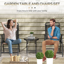 Outsunny Bistro Set Folding Chairs & Coffee Table For Balcony, Black