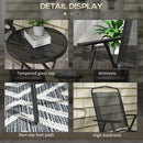 Outsunny Bistro Set Folding Chairs & Coffee Table For Balcony, Black